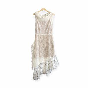 Anais Jourden White Rainbow Duo Lace Off Shoulder Midi dress. Size 40EU, , NWT